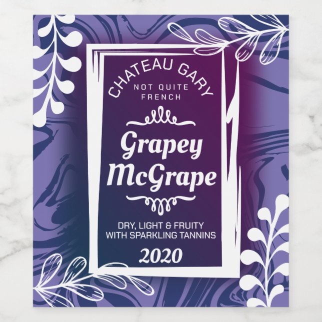 Modern faux marble custom color personalized wine label (Single Label)
