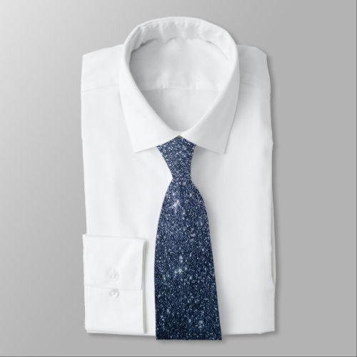 Modern Faux Navy Blue Glitter Neck Tie