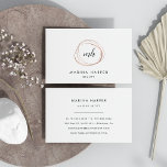 Modern Faux Rose Gold Abstract Business Card<br><div class="desc">Striking business cards feature an abstract element in faux rose gold, encircling your initials or monogram in modern calligraphy script. Personalize with two custom text fields beneath for your name and title or business name. Add your full contact details to the reverse side. Suitable for any occupation; example shown for...</div>