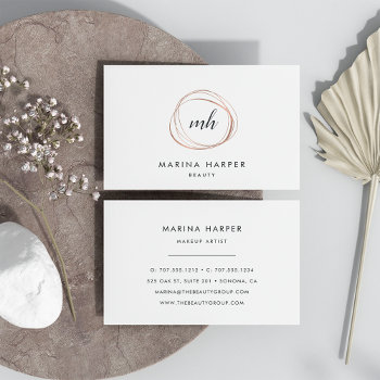Modern Faux Rose Gold Abstract Business Card by RedwoodAndVine at Zazzle