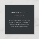 Modern Faux Rose Gold Abstract Monogram Square Business Card (Back)