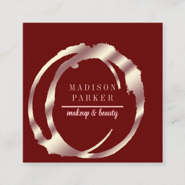 Modern Faux Rose Gold Abstract Square Business Card (Front)