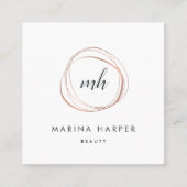 Modern Faux Rose Gold Abstract Square Business Card (Front)