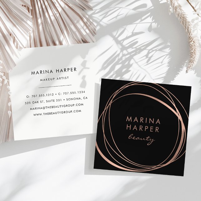 Modern Faux Rose Gold Abstract Square Business Card (Creator Uploaded)