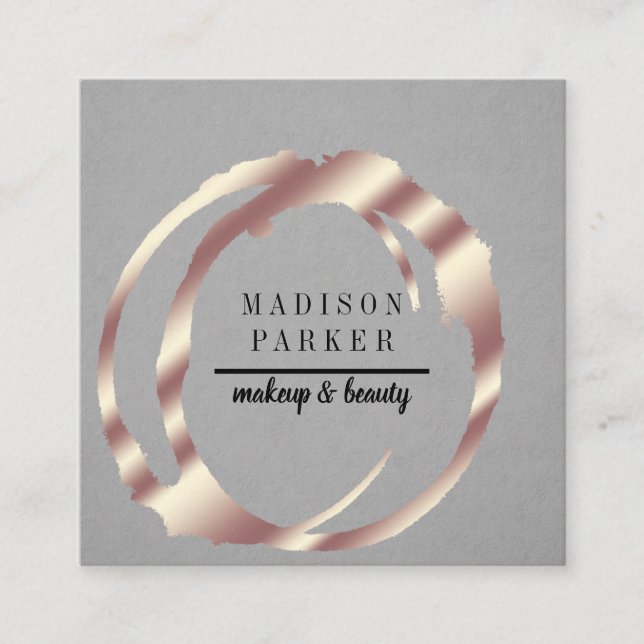 Modern Faux Rose Gold Abstract Square Square Busin Business Card (Front)