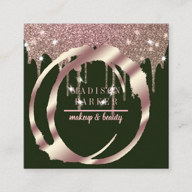 Modern Faux Rose Gold Abstract Square Square Business Card (Front)