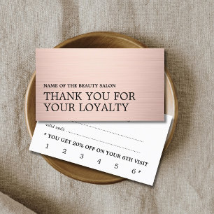 Modern Faux Rose Gold Black Bold Beauty Loyalty Card