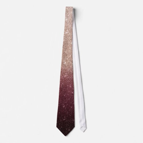 Modern Faux Rose Gold  Burgundy Glitter Ombre Neck Tie