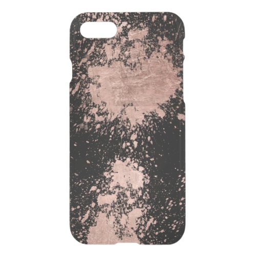 Modern faux rose gold foil brushstrokes black iPhone SE87 case