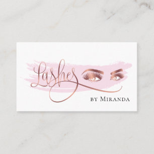 Modern Faux Rose Gold Foil Eyes Lashes Makeup Business Card
