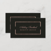 Modern faux rose gold frame grey simple makeup business card (Front/Back)