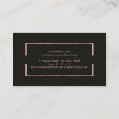 Modern faux rose gold frame grey simple makeup business card (Back)