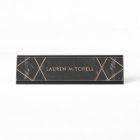 Modern Faux Rose Gold Geometric on Black Marble