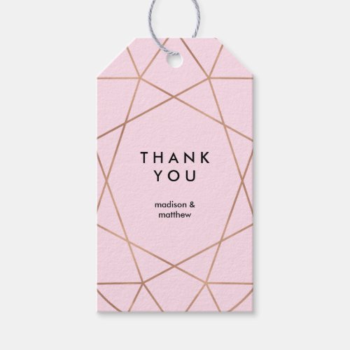 Modern Faux Rose Gold Geometric on Blush Pink Gift Tags