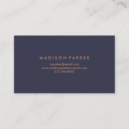 Modern Faux Rose Gold Geometric on Midnight Blue Business Card | Zazzle