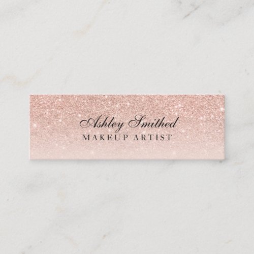Modern faux rose gold glitter blush ombre makeup 2 mini business card