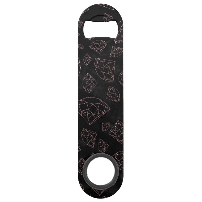 Modern faux rose gold glitter gemstones bar key (Front)