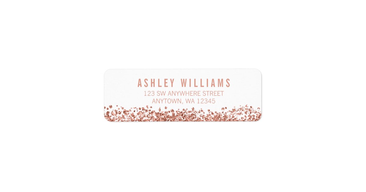 Modern Faux Rose Gold Glitter Label