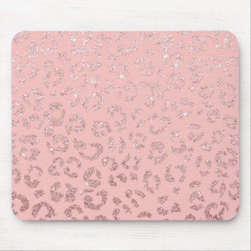 Modern faux rose gold glitter leopard ombre pink mouse pad