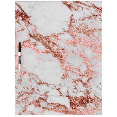 Modern Faux Rose Gold Glitter Marble Texture Image Dry-erase Board