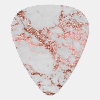 Modern Faux Rose Gold Glitter Marble Texture Image Guitar Pick by InovArtS at Zazzle