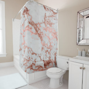 Faux Marble Bathroom Accessories Zazzle Modern Faux Rose Gold Glitter Marble Texture Image Shower Curtain