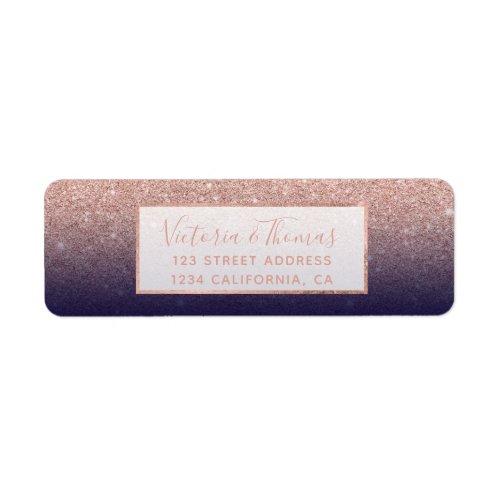 Modern faux rose gold glitter ombre gradient on na label