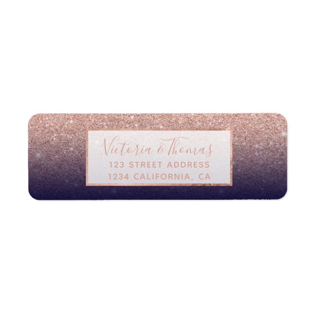 Modern faux rose gold glitter ombre gradient on na label (Front)
