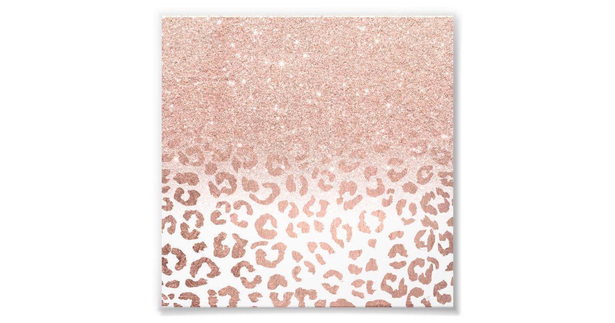 Rose gold faux glitter pink ombre color block Art Print by Audrey Chenal