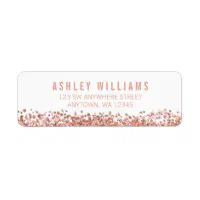 Glam Faux Rose Gold Glitter Return Address Labels, Zazzle