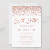 Modern Faux Rose Gold Glitter Sweet 16 Birthday Invitation (Front)