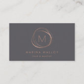 Modern Faux Rose Gold & Gray Abstract Business Card (Front)