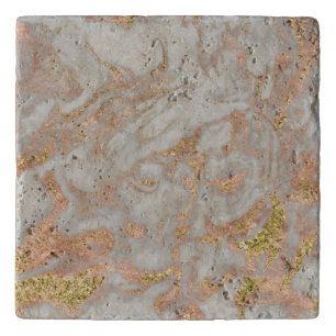 Modern Faux Rose Gold Marble Swirl Chic Trivet