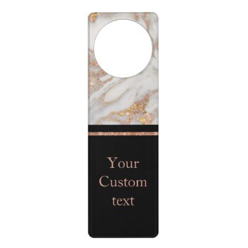 Modern Faux Rose Gold Marble Swirl Custom Text Door Hanger by ClipartBrat at Zazzle