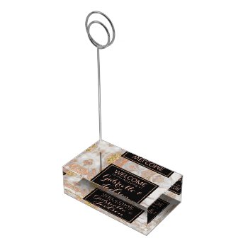 Modern Faux Rose Gold Marble Wedding Table Number Place Card Holder by ClipartBrat at Zazzle