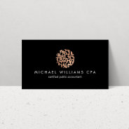 Modern Faux Rose Gold Numbers Accountant Black Business Card at Zazzle