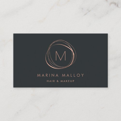 Modern Faux Rose Gold & Soft Black Abstract Business Card