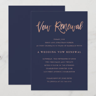 Modern Faux Rose Gold Wedding Vow Renewal Invitation