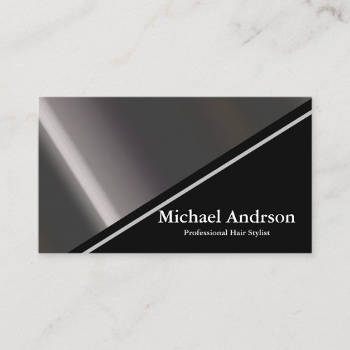 Modern Faux Silver  Black Foil Color Block Business Card