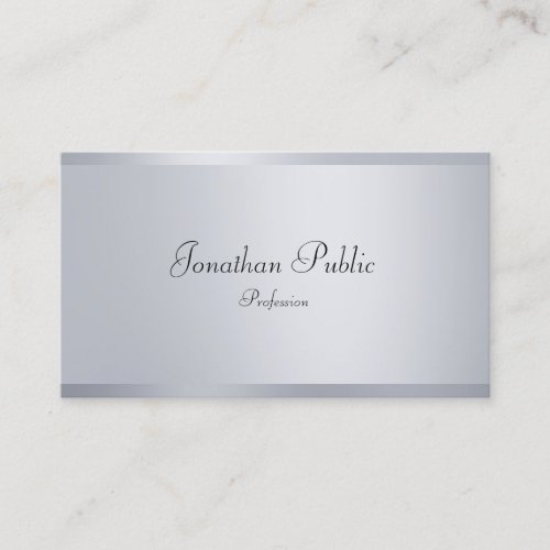 Modern Faux Silver Elegant Calligraphed Template Business Card