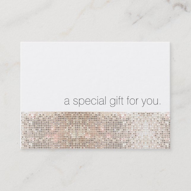 Modern Faux Silver Sequins Beauty Gift Certificate (Front)
