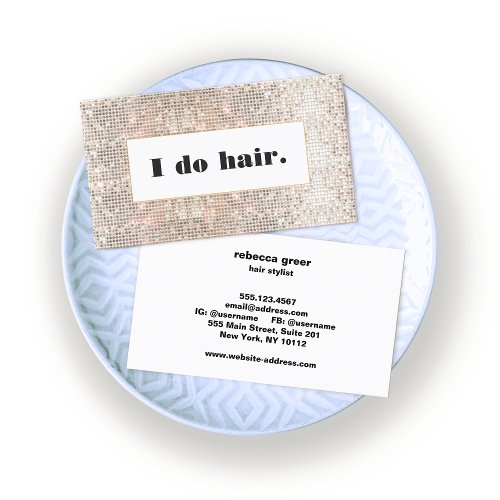 Modern Faux Silver Sequins  Hair Stylist Salon Business Card