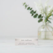 Modern Faux Silver Stripe on Linen Mini Business Card (Standing Front)
