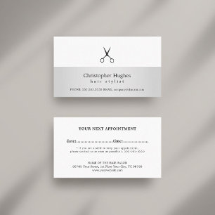 Modern Faux Silver White Hair Stylist Appointment Card