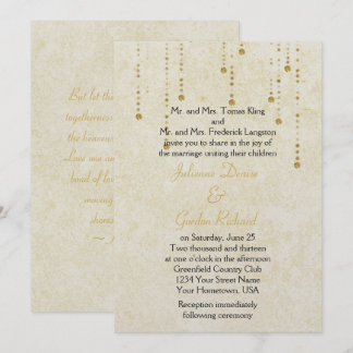 Modern Faux Sparkle Gold and Cream Weddings Invitation