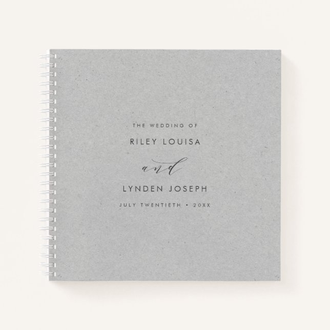 Modern Faux-Textured Grey Paper Budget Guest Book (Front)