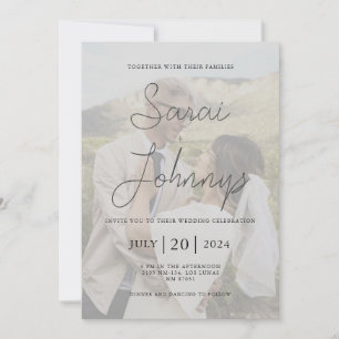 Modern Faux Vellum Photo Wedding Invitation