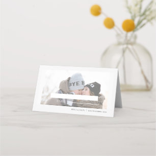 Modern Faux Vellum Photo Wedding  Place Card