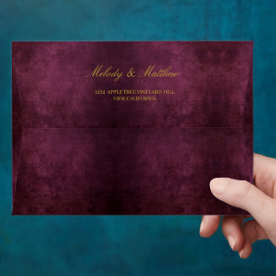 Modern Faux Velvet Texture Print Wedding Envelope