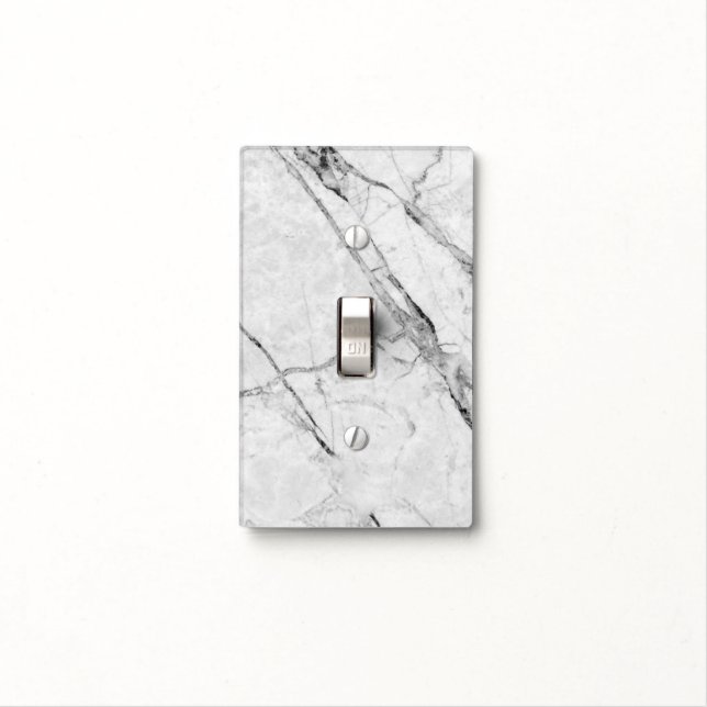 Modern Faux White Marble Light Switch Cover (In Situ)